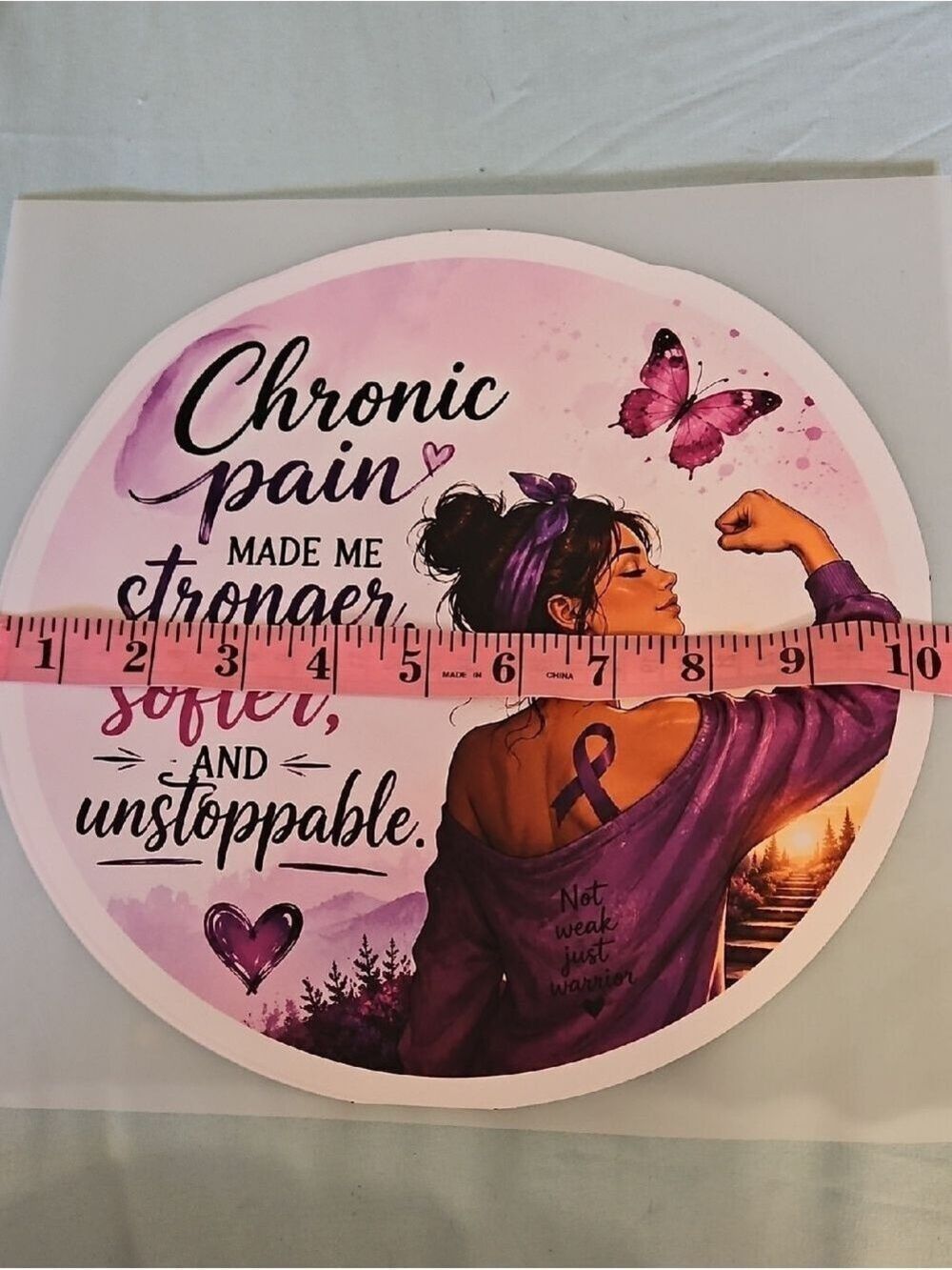 Chronic Pain Warrior DTF Transfer Iron On Applique Purple Butterfly Patch 10x10 - Picture 16 of 17